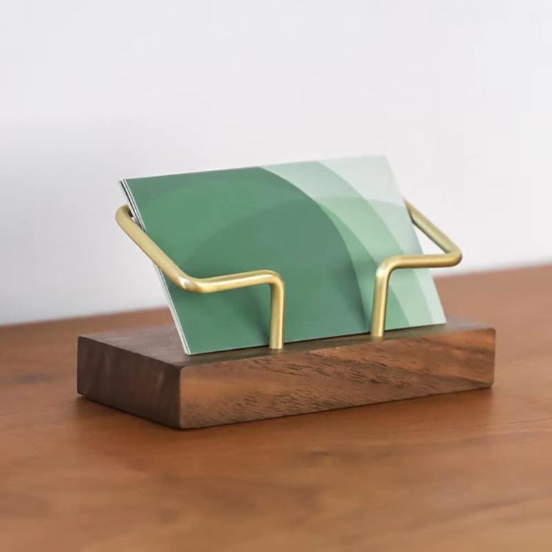 Business Card Holder Organizer Office Desk Display Stand Memo Counter Accessories Tabletop Shelf Home Wooden Card Holder Storage