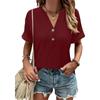 YYFS Camicette e camicie con scollo a V a maniche corte con stampa tinta unita primavera estate casual alla moda da donna
