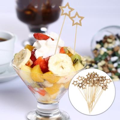 50 Pcs Bamboo Skewers Cupcake Decorations Fruits Sticks Star Shape Cocktail Picks Sandwich Eating Toothpick Decorative