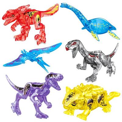 Kristall-Dinosaurier, LEGO-Set, 6 Blöcke, Tyrannosaurus, Velosit, Raptor usw.