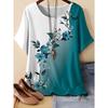 Summer Womens Retro Pattern 3D Printed Color Flowers T-shirt Loose Comfortable Soft Breathable Large Size Fashion O-neck T-shirt