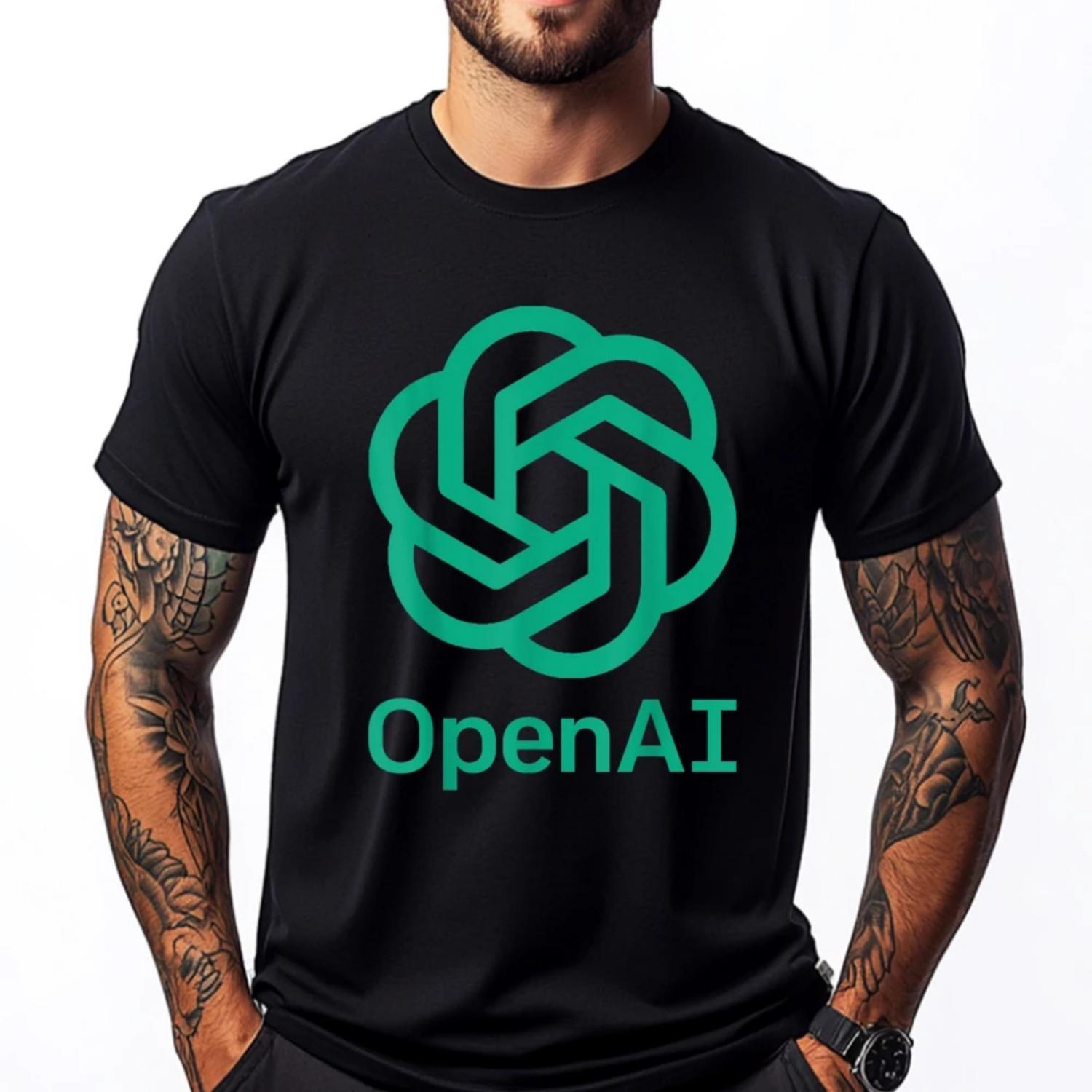 

Openai Искусственный Интеллект Компьютерный Программист Нерд Гик Мужские Футболки с Принтом Удобные Футболки Для Мужчин S чёрный