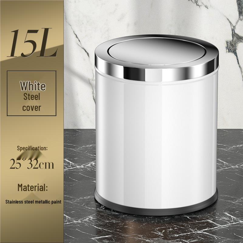 Stainless Steel Swing Lid Trash Can for Home and Kitchen, Light Luxury Design for Bathroom and Living Room.