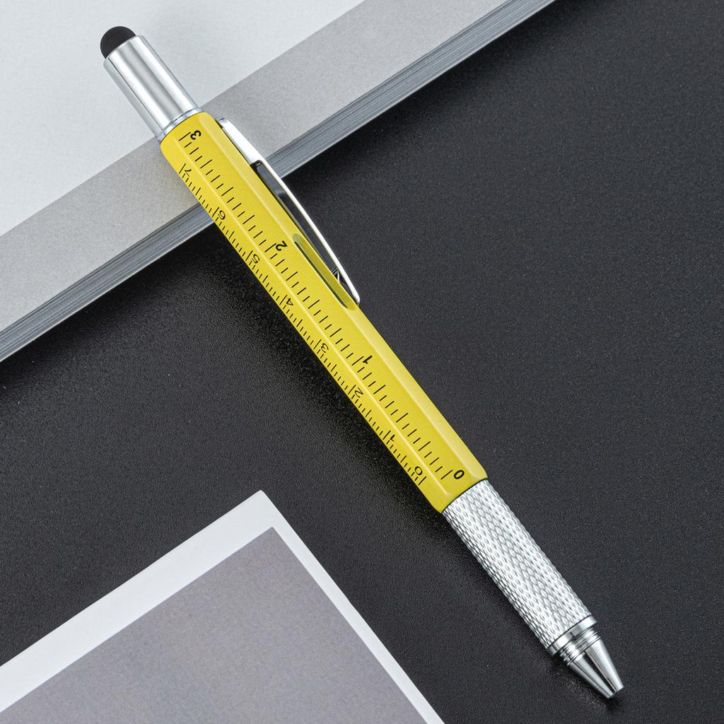 Caneta Capacitiva Multifuncional com Chave de Fenda, Nível de Bolha e Caneta Esferográfica - Gadget Touch para Telas de Celular