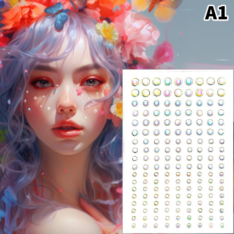 1 Sheet 162Pcs  Stickers  Jewels Stickers Self Adhesive Face Body Gem Stickers Diy Decorative Crafts