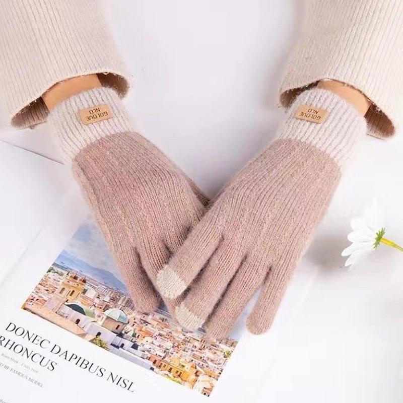Women Men Warm Winter Touch Screen Gloves Stretch Knit Mittens Wool Full Finger Guantes Female Crochet Glove
