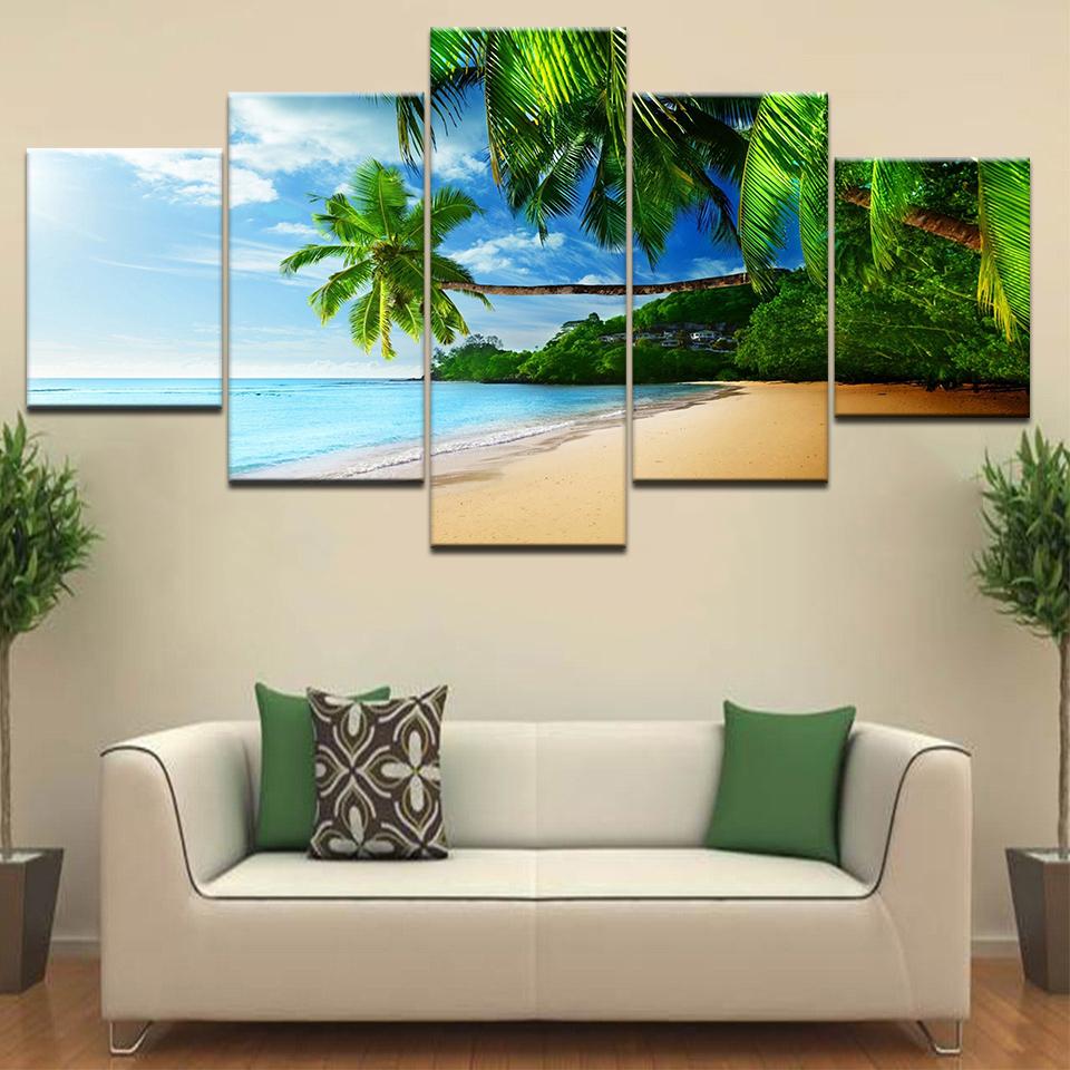 

The scenery on the beach 5 Panel/piece HD Print modern wall posters Canvas Art Painting For home living room decoration 20x35 20x45 20x55cm