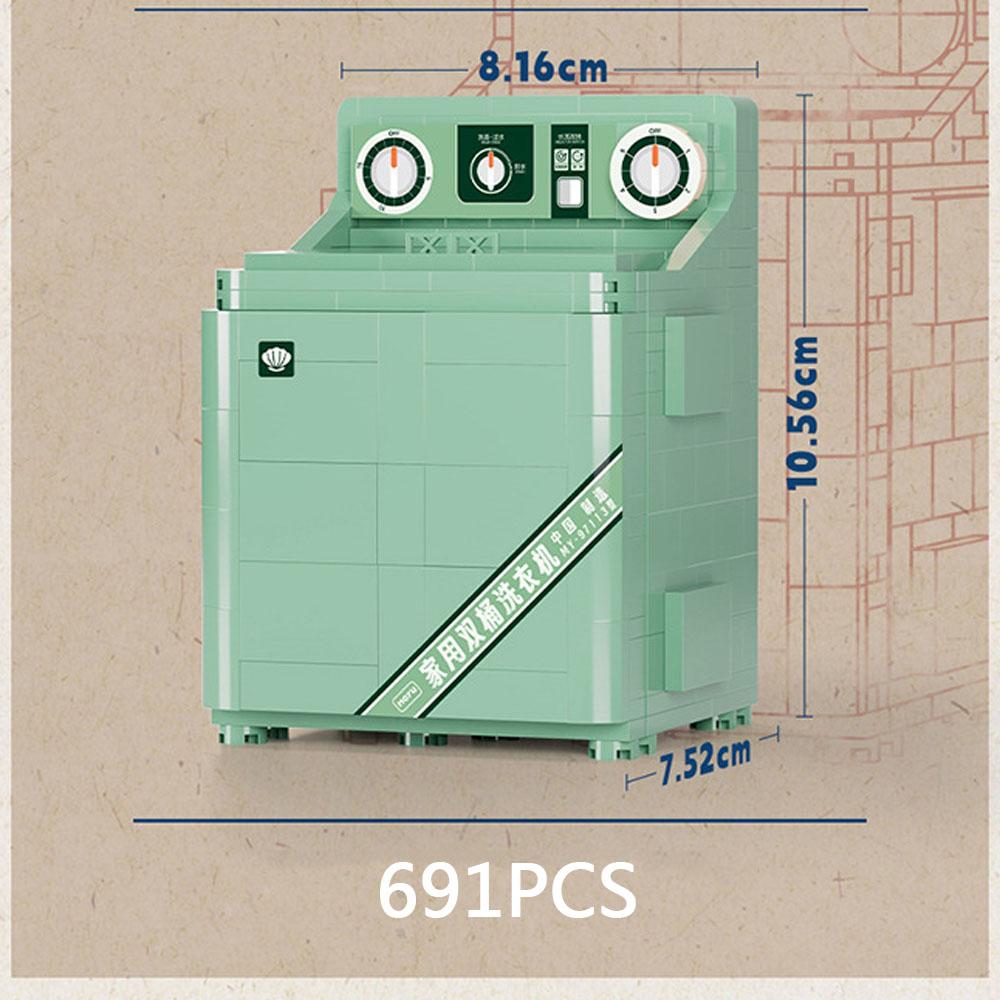 Classic Retro Household Electrical Appliances Block Television Washing Machine Recorder Computer Model Building Brick Toy