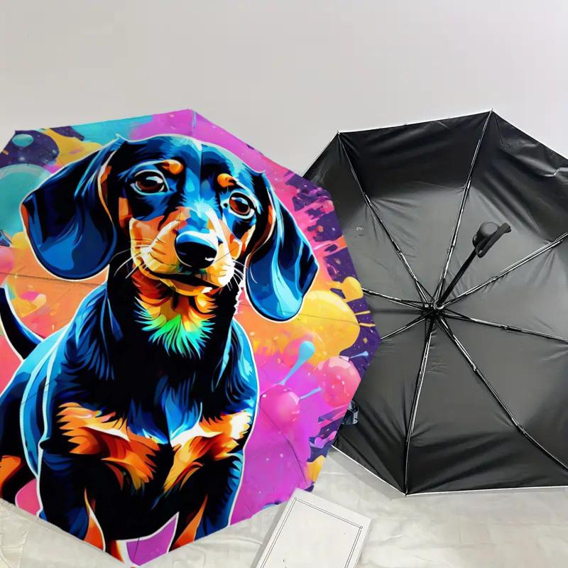 1pc Colorful Dachshund Artwork Umbrella with Plastic Handle,Suitable for All Seasons Home Travel Outdoor UmbrellaDD301
