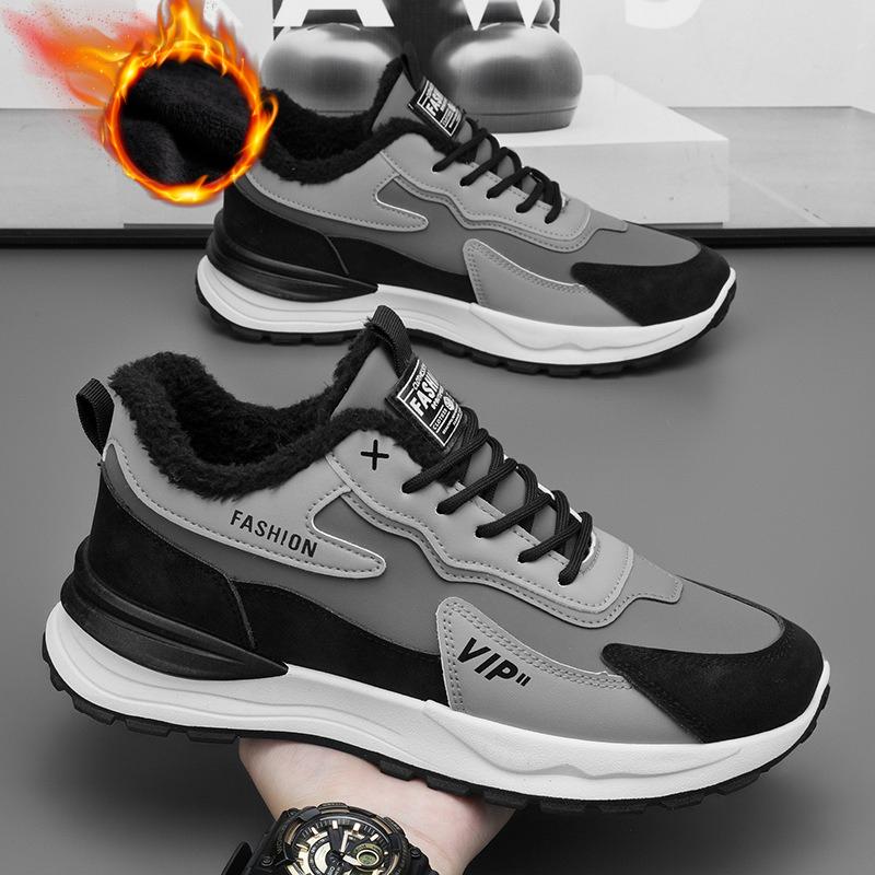 Men's Shoes Winter Plus Velvet Sports Shoes Trend All-match Thick-soled Thick Warm Cotton Shoes