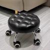 PU Leather Rotating Rolling Stool Waterproof 360 Degree Rotating Rolling Pulley Chair Sturdy Universal Wheel Low Seat Nail Salon
