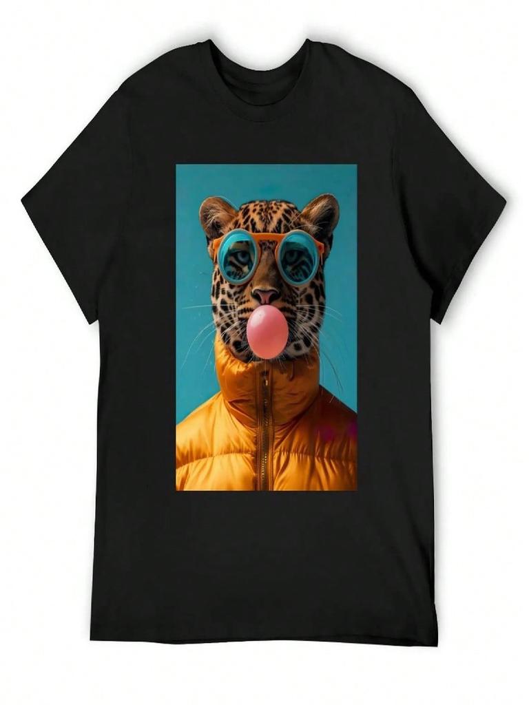 Funny Cheetah Blowing A Bubble T-Shirt Sports Fans New Edition Cheap Stuff unisex T Shirts Casual Stylish
