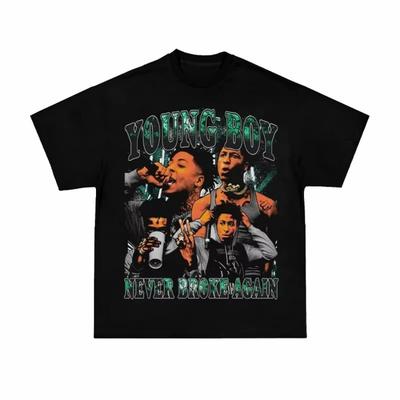 2025 Youngboy Never Broke Again Amerikanischer Retro Hip Hop Rap Figur Print Kurzarm T-Shirt Hohe Qualität Luxusmarke Ins Y2k