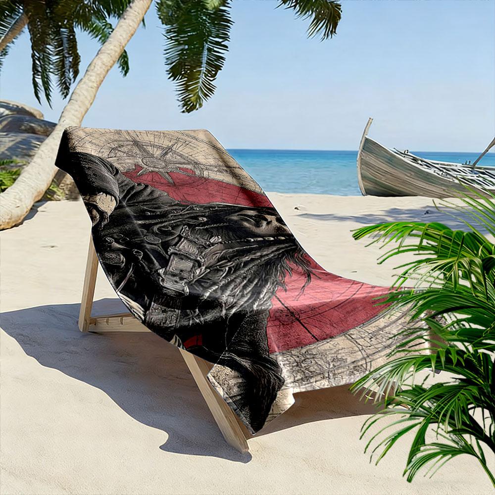 Pirate Illustration Beach Towel Beach Towel Quick-drying for Travel Outdoor Sports Jogging Beach and Swimming