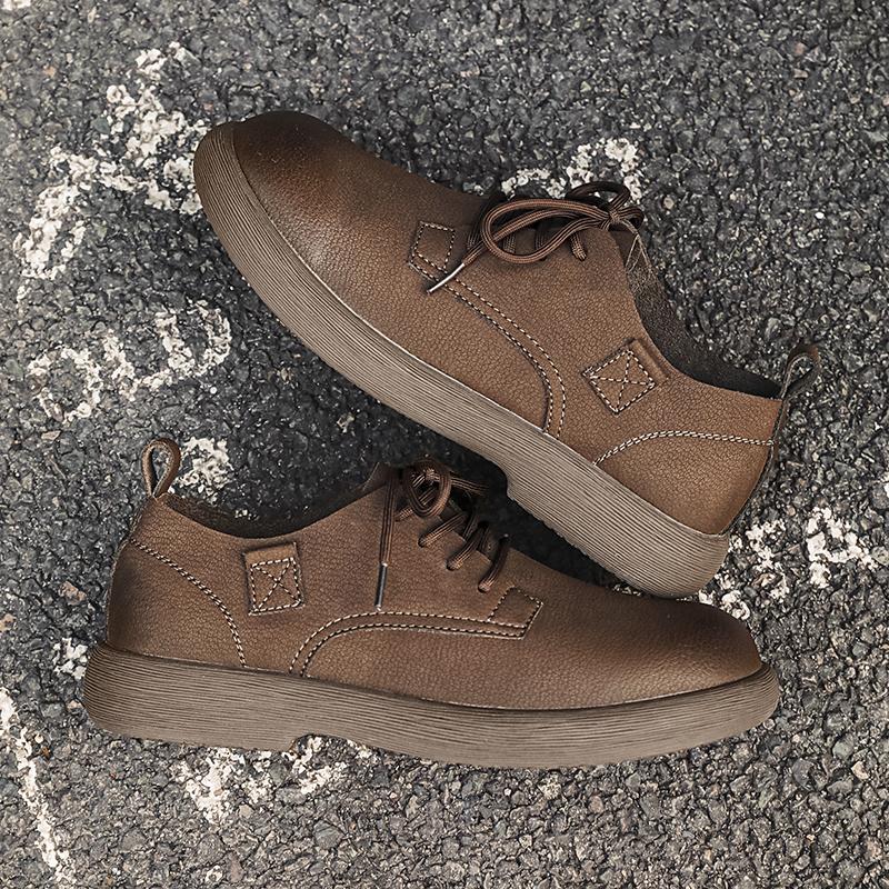 Fashion Men's Leather Casual Shoes Breathable Lace-Up Flats for Men Soft Lightweight Walking Shoes Comfortable Business Dress Sneakers