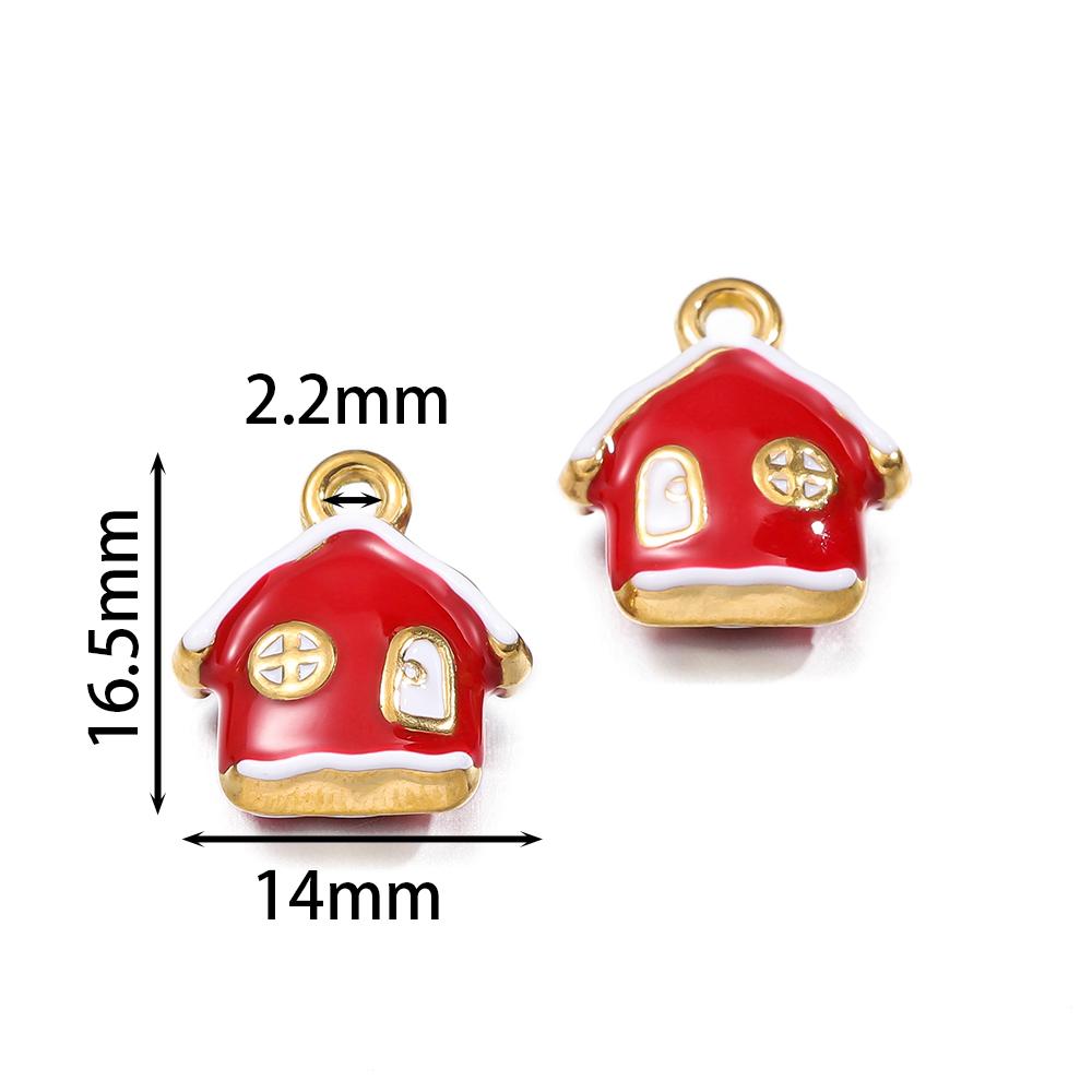 1pcs Stainless Steel Christmas Charms Gold Color Santa Claus Christmas Tree Enamel Pendants For DIY Earrings Necklaces Making