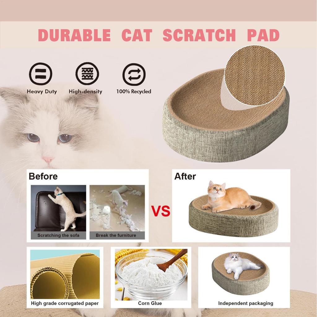 1pcs Cat Scratching Board Protect Furniture, Grinding Claw Toys, Oval Corrugated Paper Wear-resistant, Cat Nest Cat Accessories