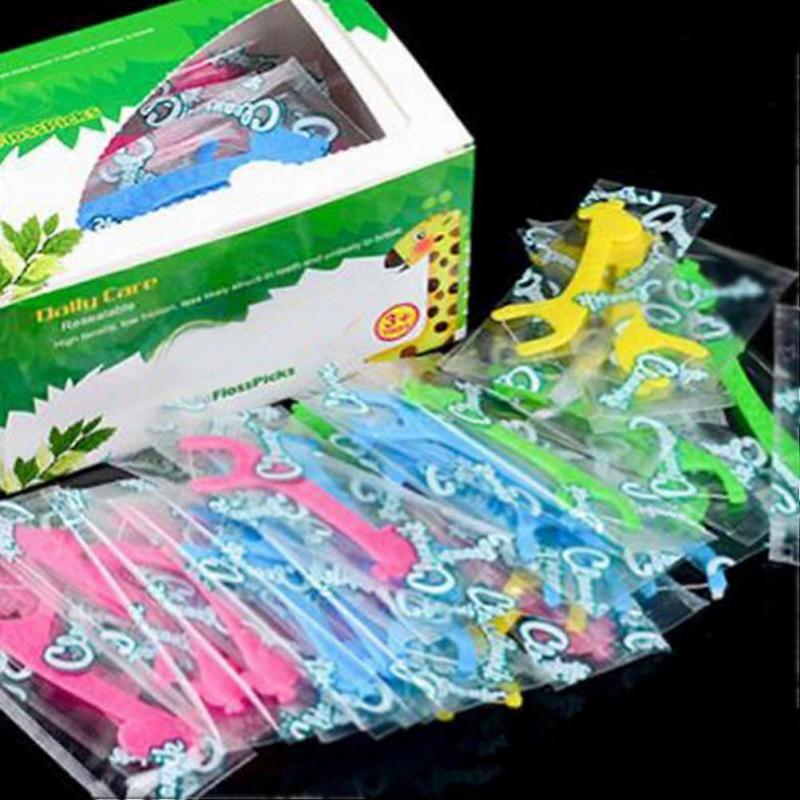Childrens Tooth Flosser Fun Kids Flosser Plaque Removal Food Particle Removal for Oral Hygiene 60Pcs