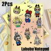 2Pcs Labubu Super Family A5 PU Notebook,Horizontal Lined Notebook Diary Cute Labubu Full Color Notebook, School Supplies Office Accessories