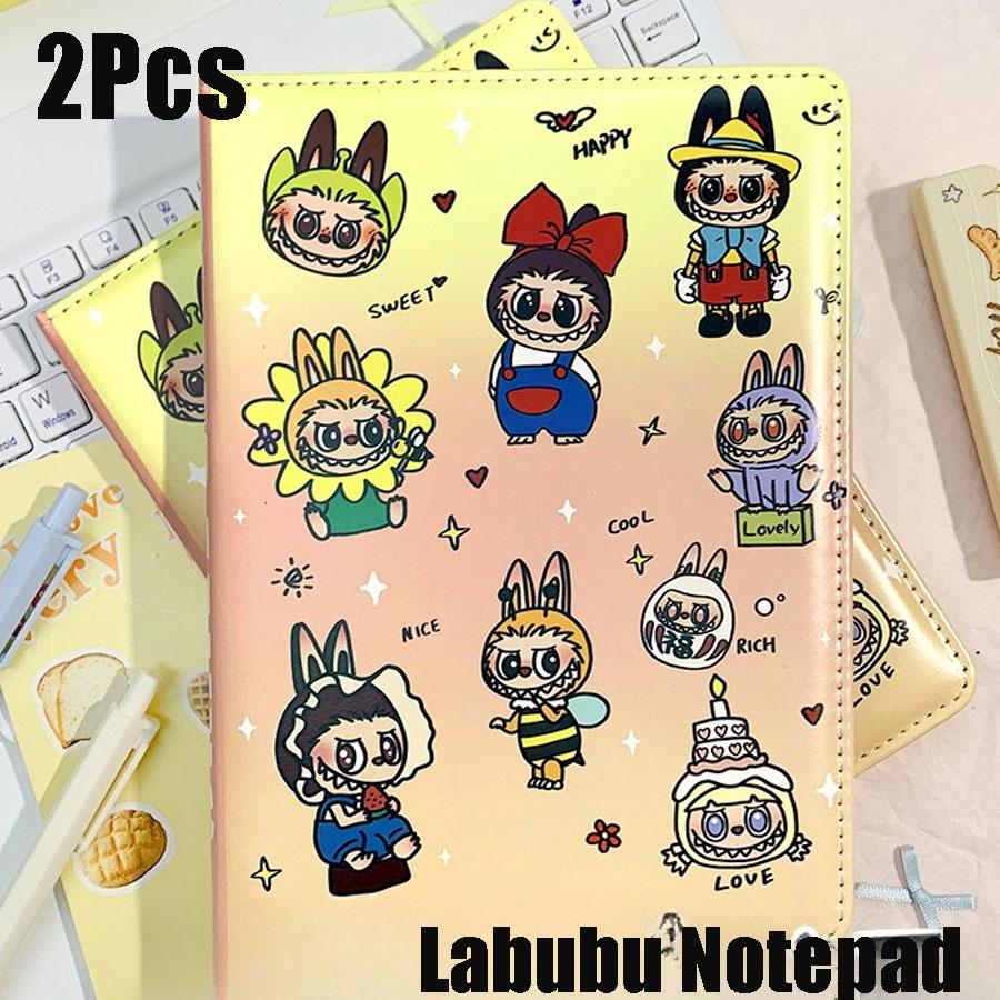 

2Pcs Labubu Super Family A5 PU Notebook,Horizontal Lined Notebook Diary Cute Labubu Full Color Notebook, School Supplies Office Accessories 21*15cm