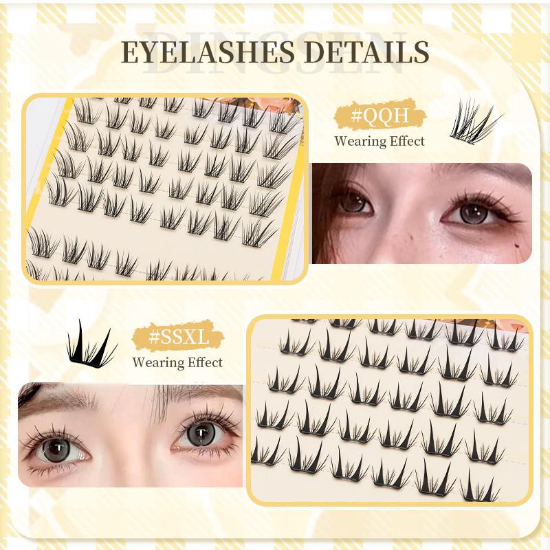 10 Rows Cluster Cat Eye No Glue Lashes Reusable Self Adhesive Glue Free Eyelash Natural Lash Manga Anime Lashes Cluster
