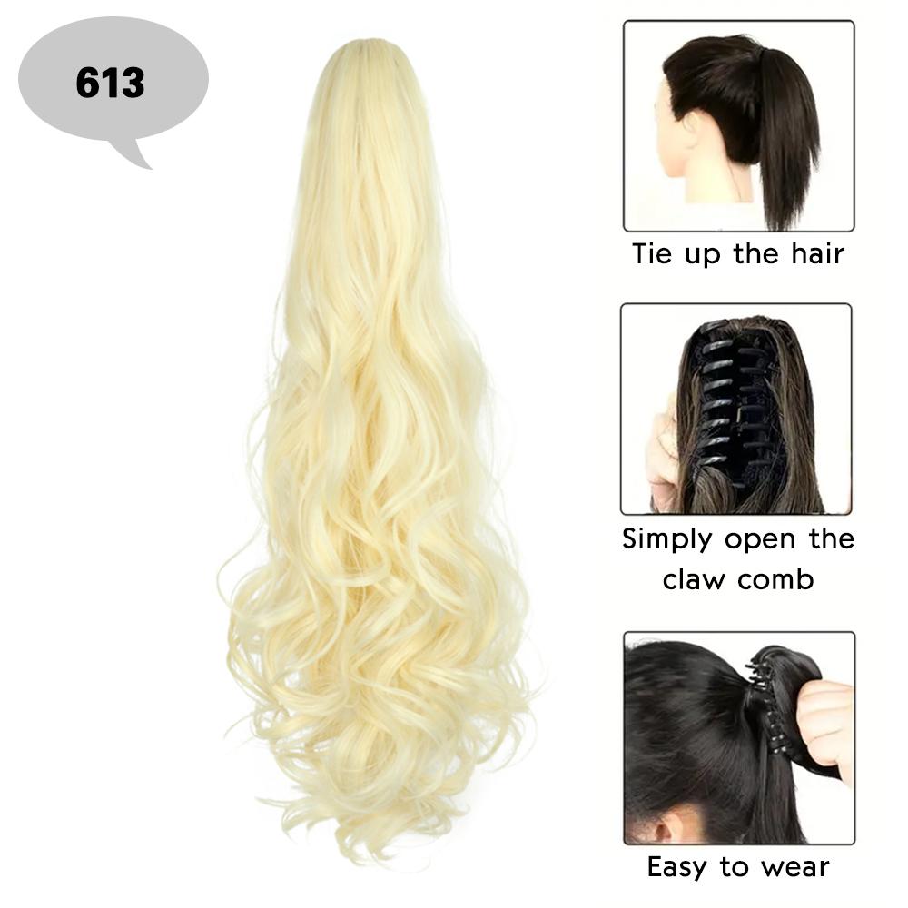 Synthetic Claw Long Curly Wavy Ponytail Hair Extensions Clip In Ponytail Elegant For Women Daily Use Hair Accessories