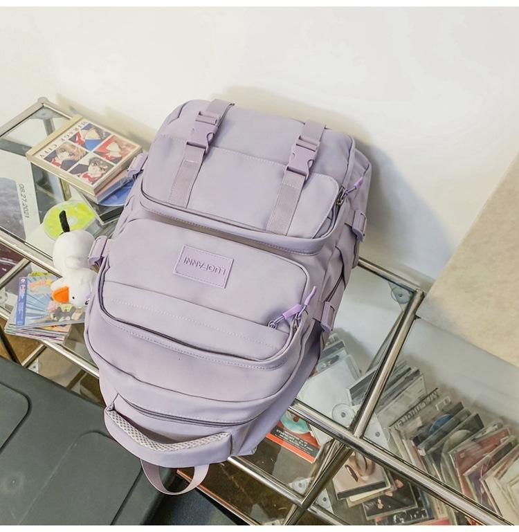 Solid Color Schoolbag Female College Student Backpack – buy the