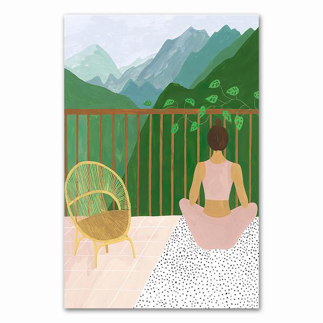 

Модная девушка растения листья иллюстрация настенная живопись на холсте скандинавская S и принты настенная картина для декора гостиной 21*30cm