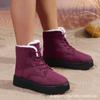 Women's Winter Chunky Platform Snow Boots Anti-Slip Comfortable Short Booties Shoes With Faux Fur Lining for Women Lace-Up Faux Suede Warm Ankle Boots