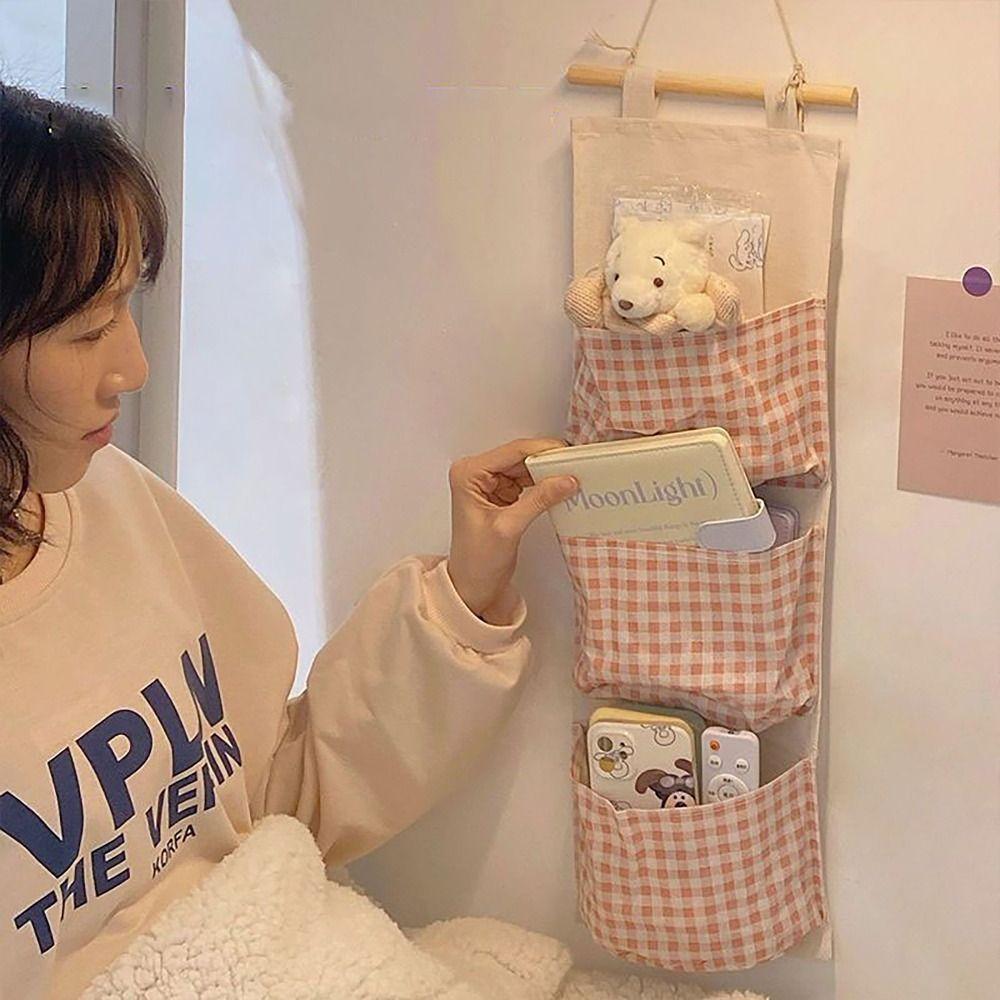 Fashion Plaid Pattern Hanging Bag Large Capacity Multifunctional Storage Bag Ventilate Waterproof Storage Condition Bags