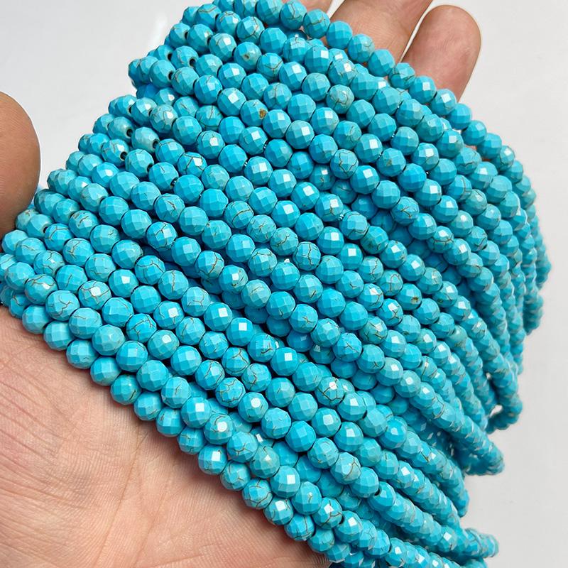 6MM Faceted Round Spacer Gem Stone Beads Loose Crystal Quartz Jaspers Bead For Beadwork Jewelry Making Women Bracelet Necklace