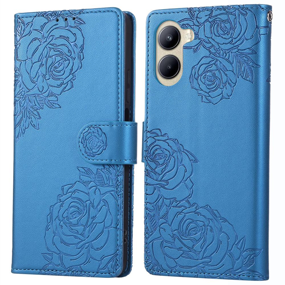 For Realme C33 4G/C33 2023 4G Case Rose Flower PU Leather Wallet Phone Cover with 3 Card Slots