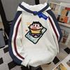 New American Versatile College Style Hooded Sweatshirt for Men and Women In Fall and Winter Crayon Shin-chan Cartoon Printed Velvet Top