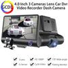4 Inch 1080P HD 3 Lens Car DVR Camera Lens Car Recorder DVR High Temperature Resistance Dash Cam G-Sensor