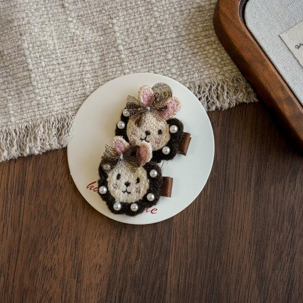 2 Stück Cartoon Haarspangen für Babymädchen Häkel-Haarnadeln Kinder Seitenclip Neugeborenen Haarschmuck Kinder Niedliche Kaninchen Haarspangen