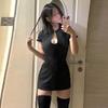 European Style 2026 Spring Sexy Slimming Short Sleeve Hollow Bodycon Dress