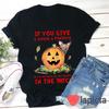 If You Give A Mouse Pumpkin Teacher T Shirt Funny Halloween For Vintage Soft Designer Clothes Breathable Unisex