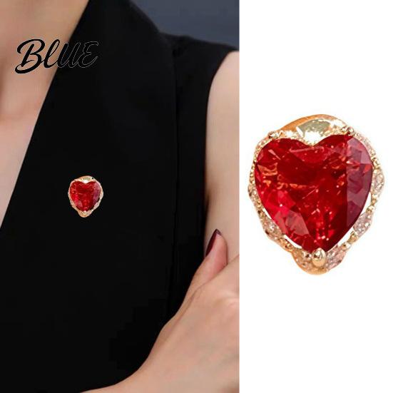Heart Shape Lapel Pin Women Brooch High-Gloss Cubic Zirconia Inlay