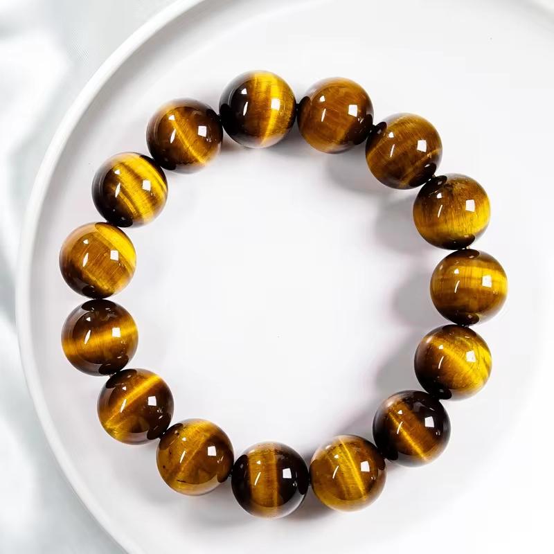 Bracciale Occhio di Tigre alla Moda Uomo e Donna Fascino Gioielli in Pietra Naturale Buddha Curativo Corda Elastica Bracciale con Perline di Cristallo per Coppia