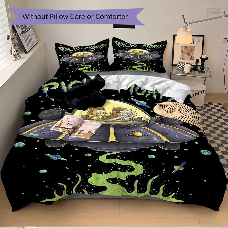 

3pcs Rick_and_Morty Bedding Set: Perfect for Bedroom or Guest Room. Soft and Comfortable with No Core Included yy251009161 135x200cm