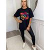 Black Oversized T Shirt Love Heart And Flower Print Graphic Tee For Casual Wear And Everyday Style