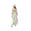 Beach Holiday Rhinestone Tie-Dye Spaghetti Strap V-Neck Dress, Backless Long Style for Women (2026 Collection)
