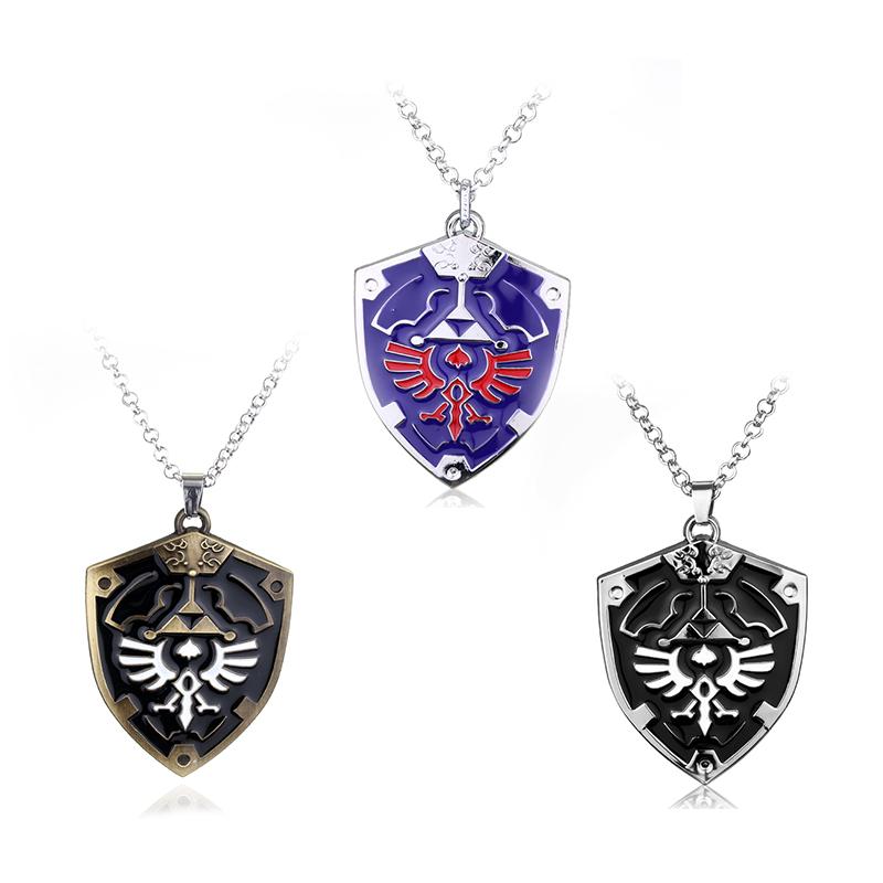 The Legend of Zelda Breath of the Wild Sheikah Eye Triforce Master Sword Hylian Shield Pendant Necklace for Men