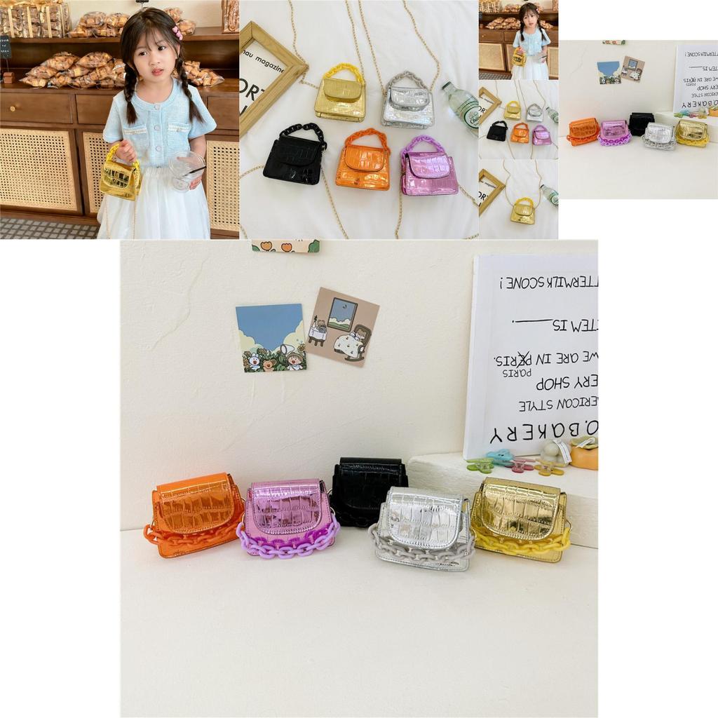 New Korean Version Girls Shoulder Bag Shiny Stone Pattern Fashion Chain Bag For Kids