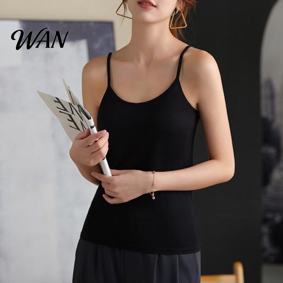 Top na cienkich ramiączkach Damskie topy cami z wkładkami Podwójnie podszywane koszulki camisole Fitness z wbudowanym biustonoszem Dopasowany Basic Letni Do wyjścia Oddychający