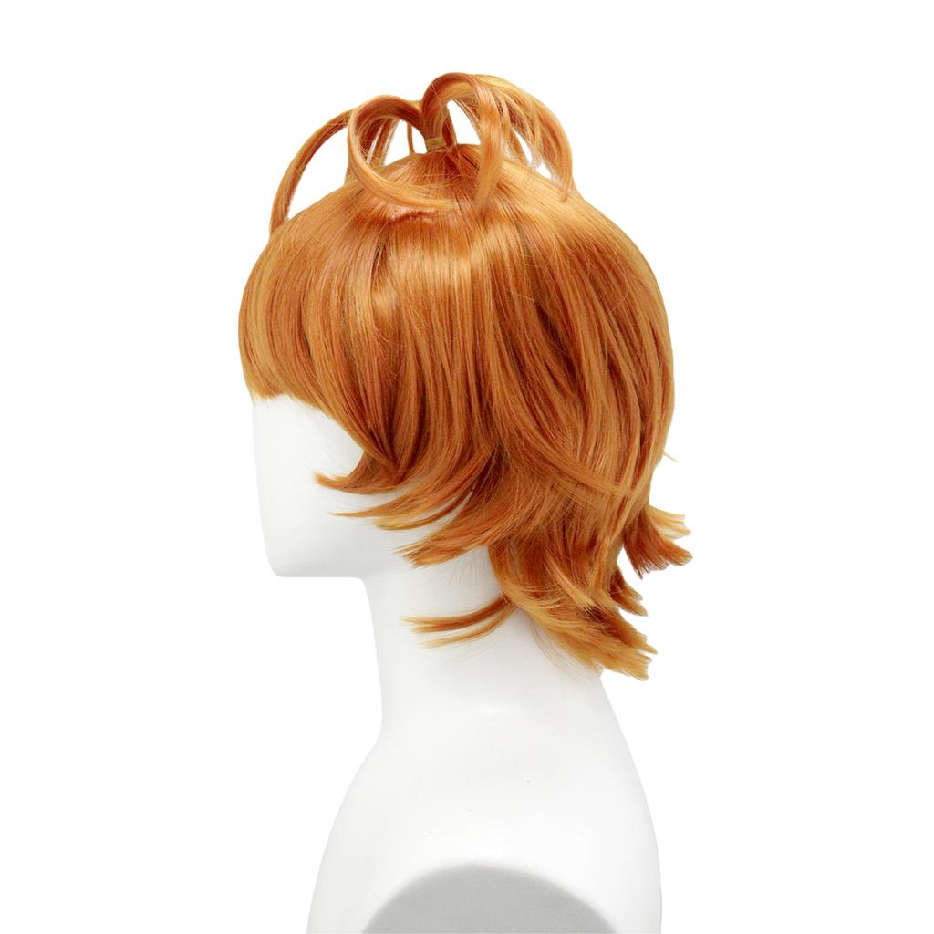 Orange-Brown Top Double Pony Braid Up Wig Bangs Fluffy Layered Glossy Soft Spunky Cosplay Personal Style synthetic wig