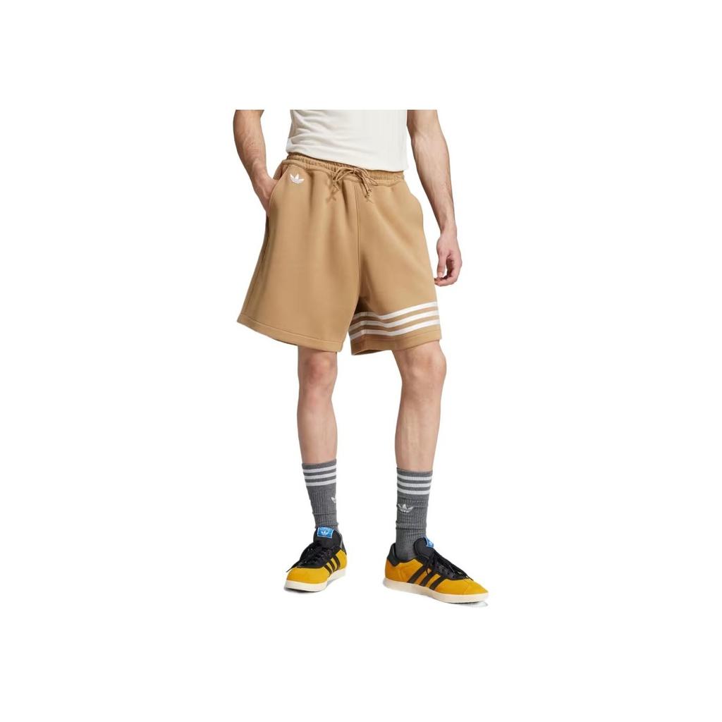 Adidas Originals Neuclassics Comfortable Soft Versatile Lace-Up Striped Casual Shorts Men Shorts Khaki JC9940