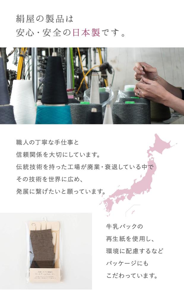 Kinuya Arm Silk Light Gray Warmers, Inner, Double-Knit Wool, SO5795, Blue, Length 20cm-24cm,