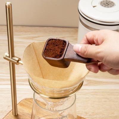 Yousheng Wooden Coffee Spoons Walnut Wood Hanging Rope Coffee Measuring Scoop Ground Beans Square Tea Sugar Spoon for Home Office