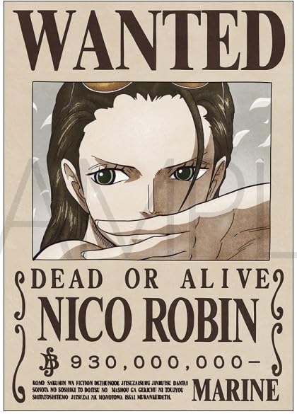 One Piece Wanted Poster Robin 930 million Yen Official Navy Wanted Poster Official Merchandise